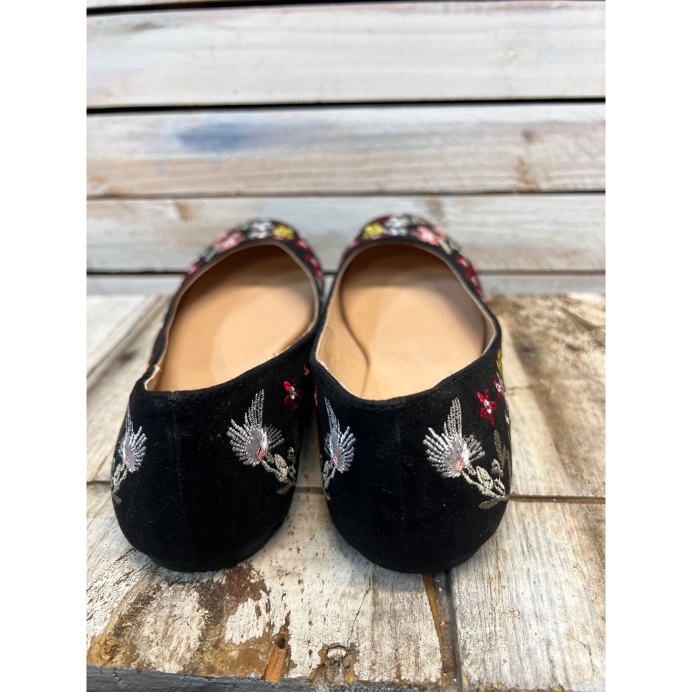 Sonoma Black Embroidered Floral Round Toe Ballet Flats Boho Folk 9.5 - Picture 4 of 9